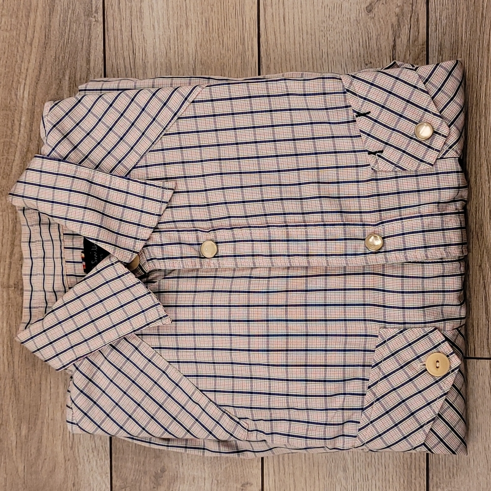 PAUL SMITH‎ Pink Navy Plaid Cotton Sz Small Snap Western Long Sleeve Shirt